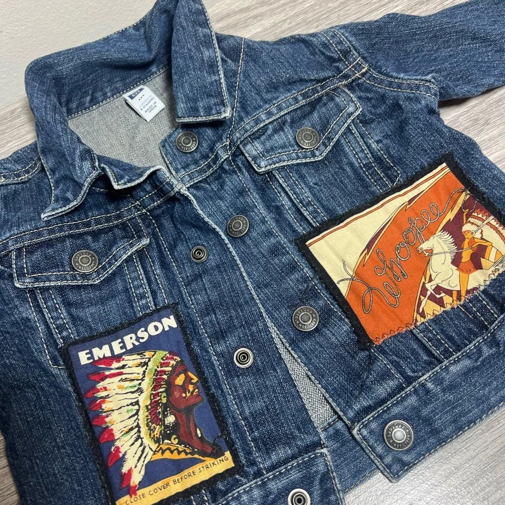 Baby Gap Cowboy Patch Blue Denim Jacket 6-12 Months